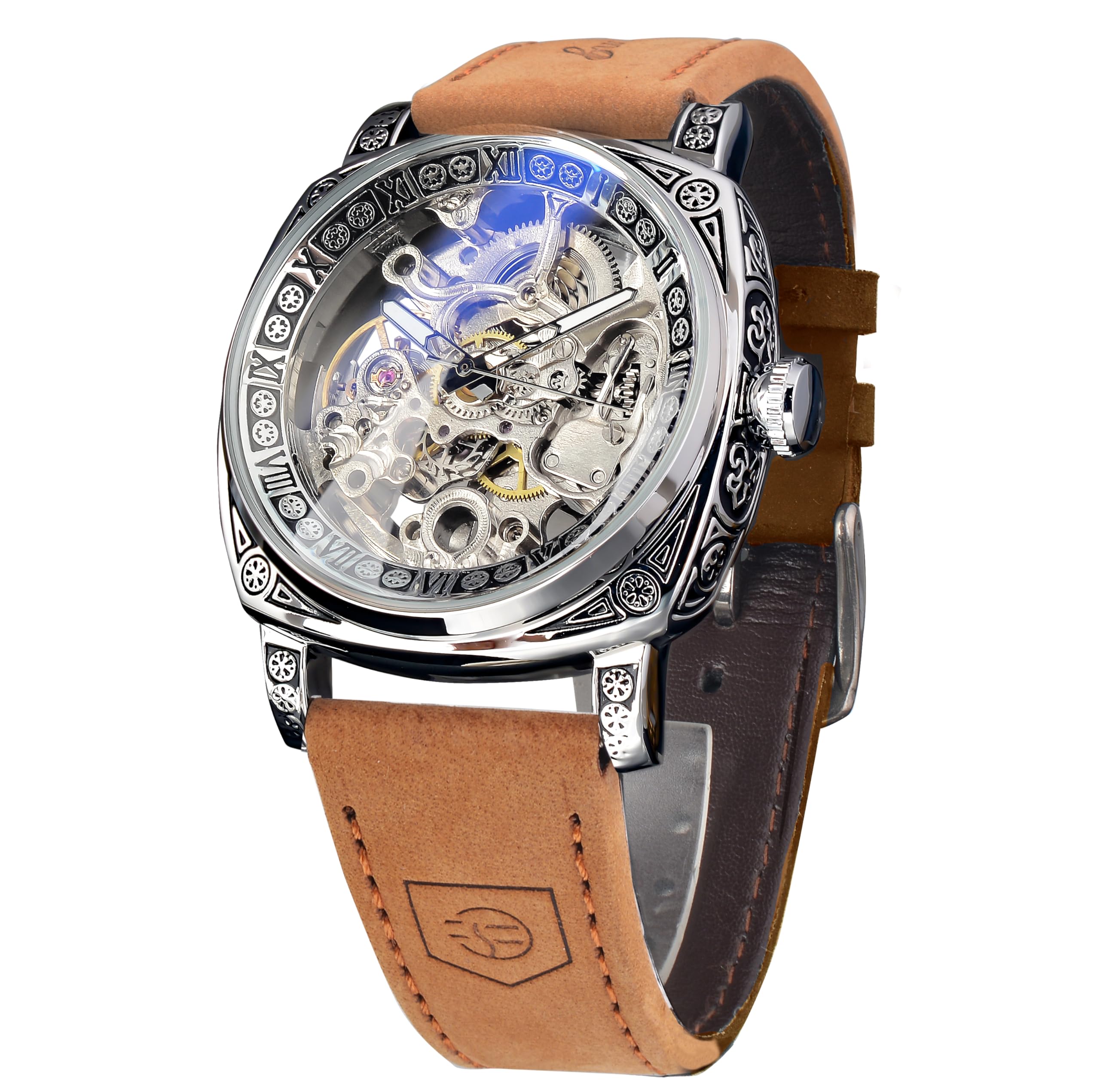 FORSINING Men's Automatic Skeleton Watch – Square Case