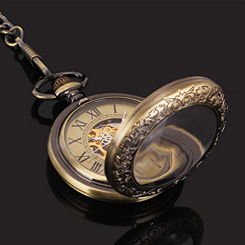 Men's Bronze Manual-Wind Half-Hunter Pocket Watch