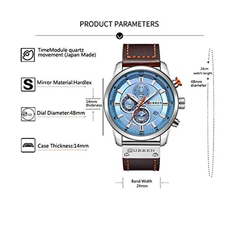 CURREN Men's Classic Quartz Watch – Blue Dial and Brown Leather Strap