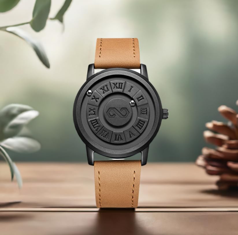 Men's Watch Unique Wrist Watches Magnetic Ball Fancy Minimalist Unisex Watches Swiss Quartz Watch with Leather Stainless Steel Bracelet