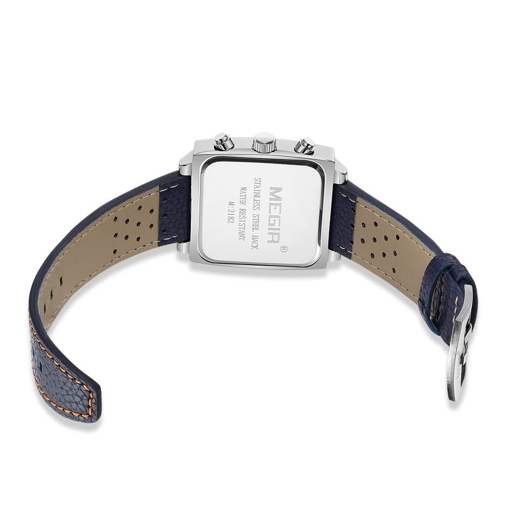 MEGIR Men's Square Quartz Chronograph Watch