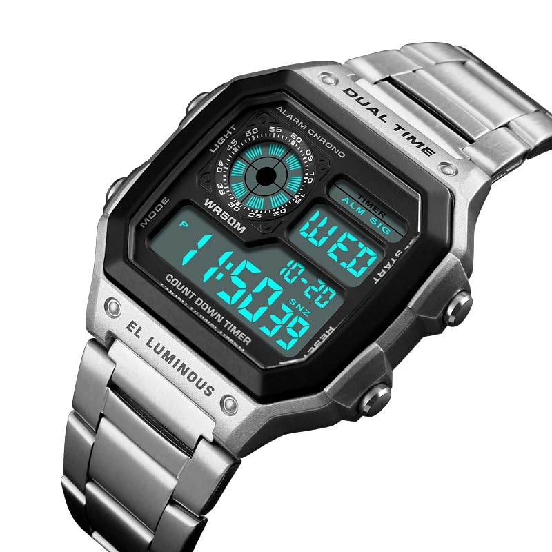 SKMEI Mens Digital Sports Watch – Dual Time