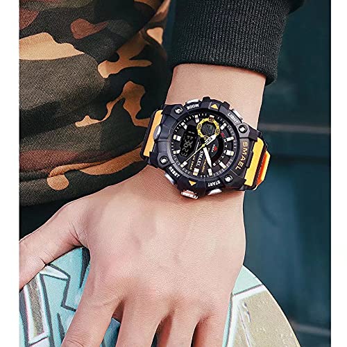 SMAEL Men's Analogue-Digital Sports Watch – Orange Dial