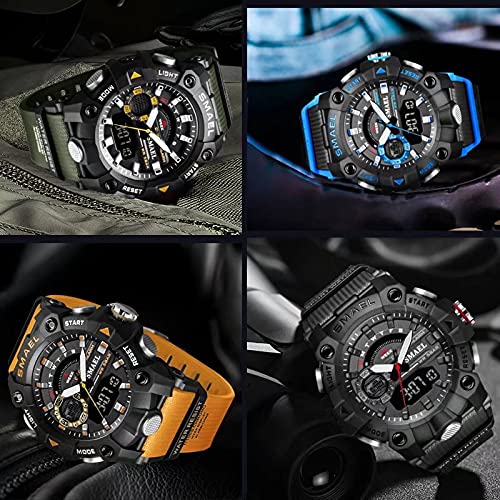 SMAEL Men's 52mm Analogue-Digital Military Sports Watch – Black