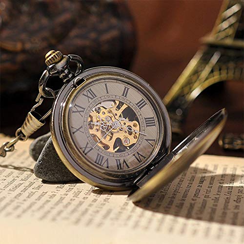 Men's Bronze Manual-Wind Half-Hunter Pocket Watch