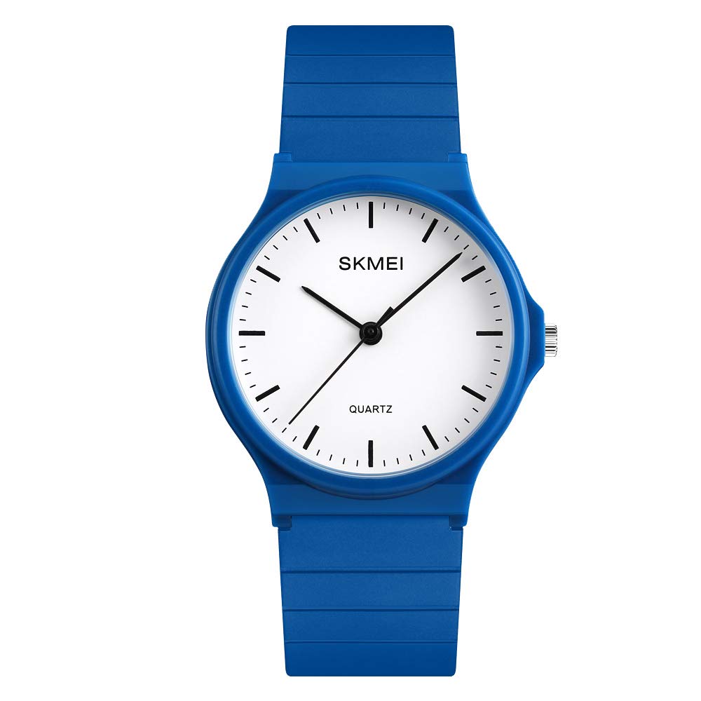 SKMEI Women's Round Quartz Watch – Blue PU Strap