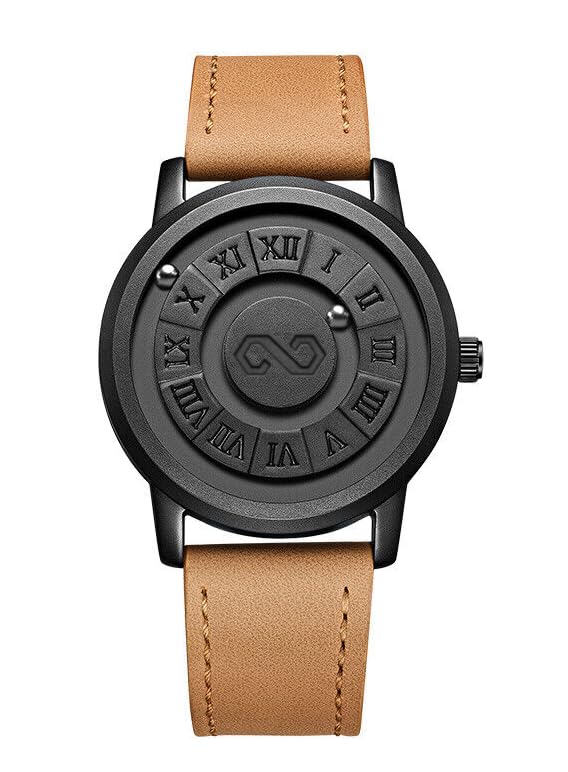 Men's Watch Unique Wrist Watches Magnetic Ball Fancy Minimalist Unisex Watches Swiss Quartz Watch with Leather Stainless Steel Bracelet