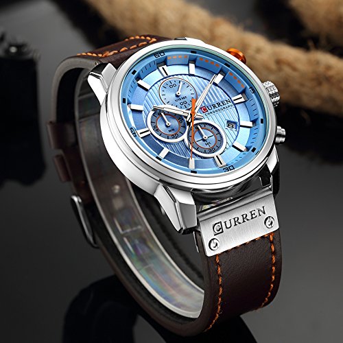 CURREN Men's Classic Quartz Watch – Blue Dial and Brown Leather Strap