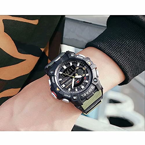 SMAEL Men's 52mm Analogue-Digital Military Sports Watch – Black