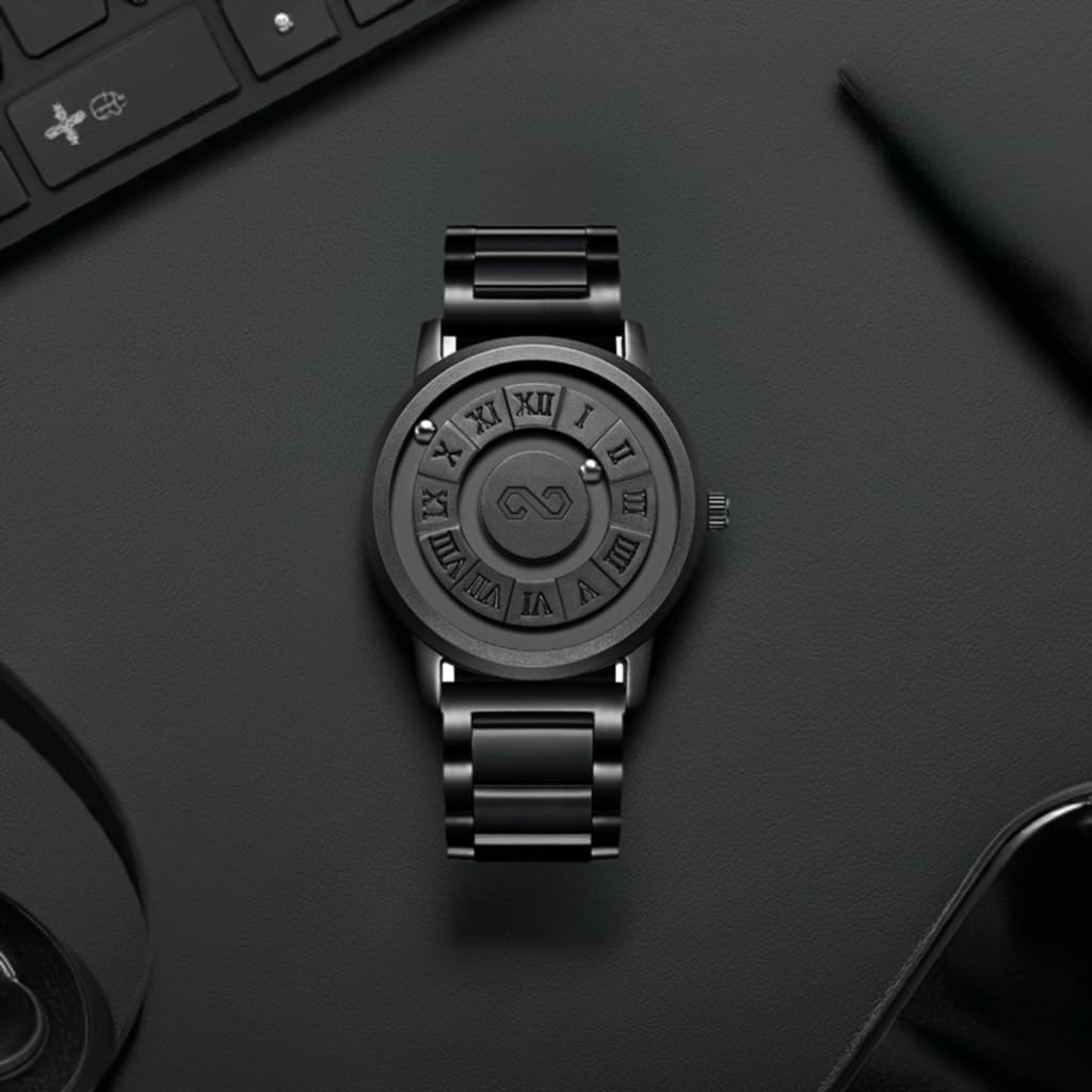 Men's Watch Unique Wrist Watches Magnetic Ball Fancy Minimalist Unisex Watches Swiss Quartz Watch with Leather Stainless Steel Bracelet