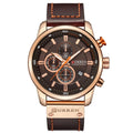 CURREN Men's Quartz Chronograph Watch – Gold-Brown Dial and Leather Strap