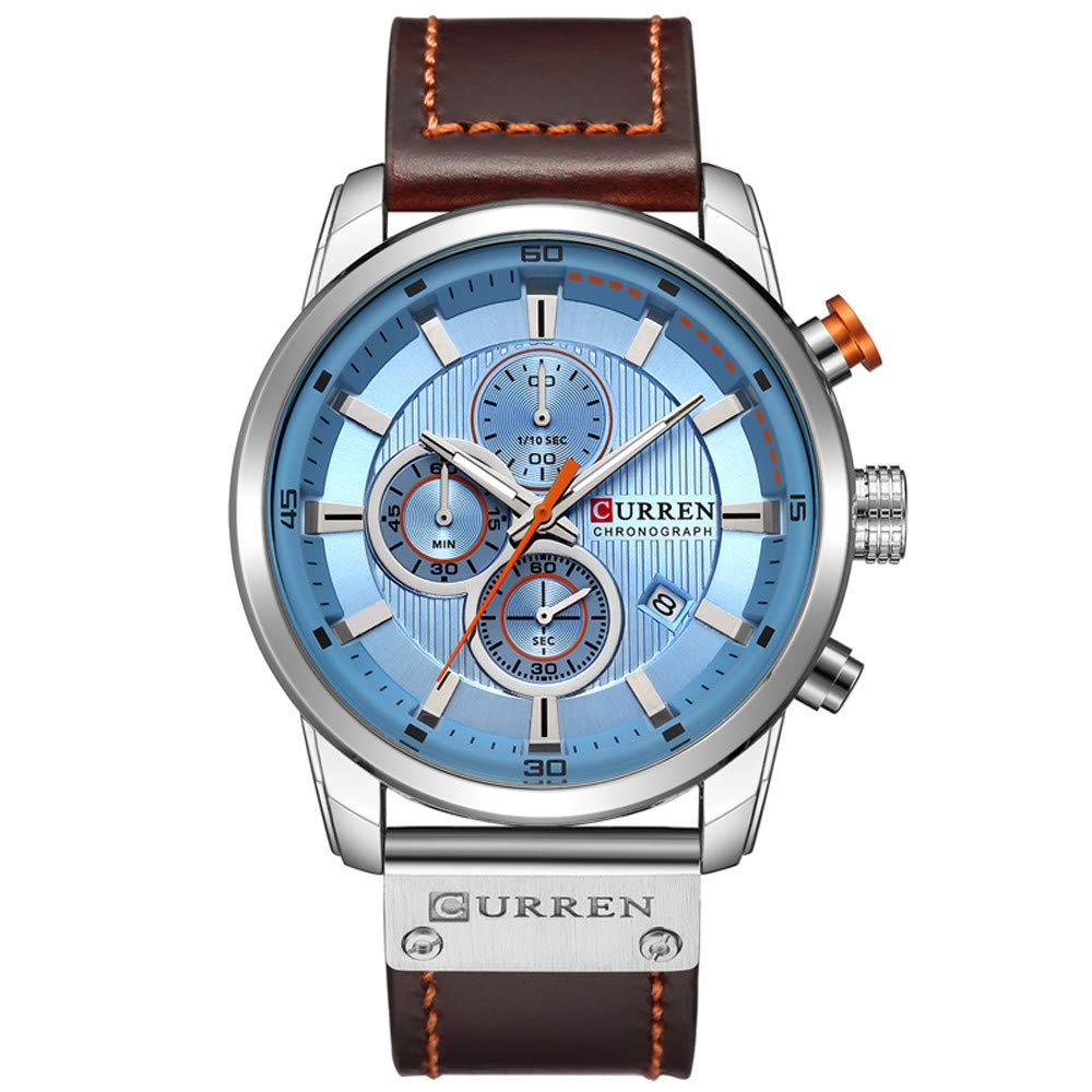 CURREN Men's Classic Quartz Watch – Blue Dial and Brown Leather Strap