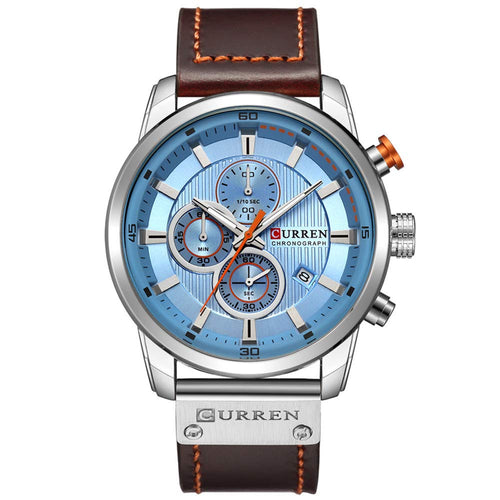 CURREN Men's Classic Quartz Watch – Blue Dial and Brown Leather Strap