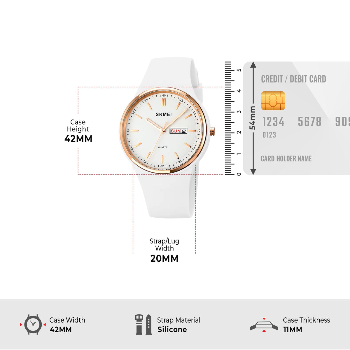 SKMEI Women's Japanese Quartz Sports Watch – Silicone Strap