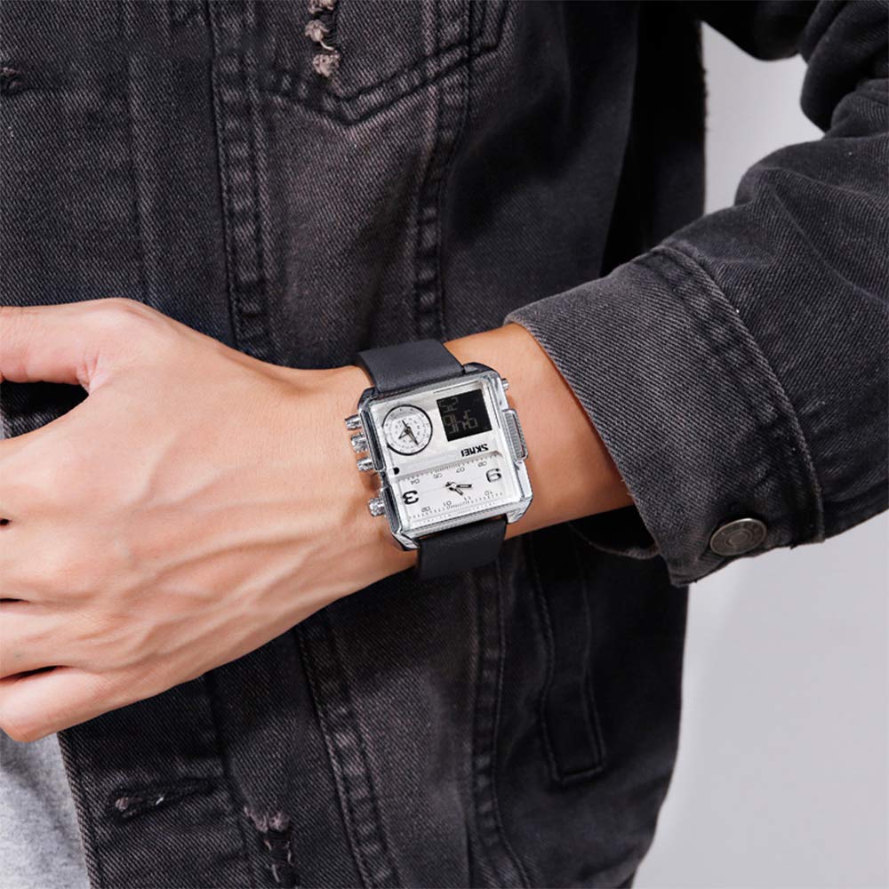 SKMEI Men's Square Analogue-Digital Multi-Time Sports Watch