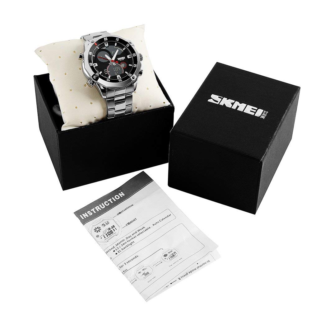 SKMEI Men's Analogue-Digital Quartz Watch – Stainless Steel Bracelet