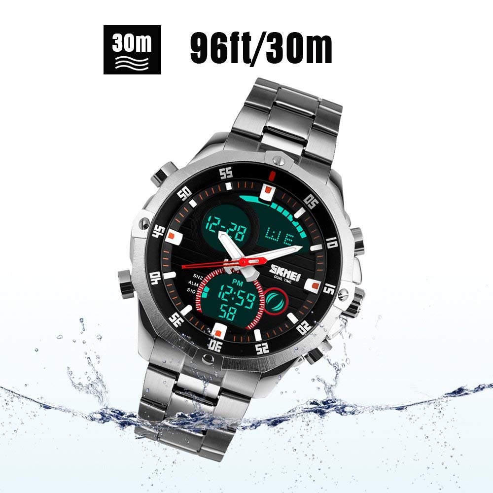 SKMEI Men's Analogue-Digital Quartz Watch – Stainless Steel Bracelet