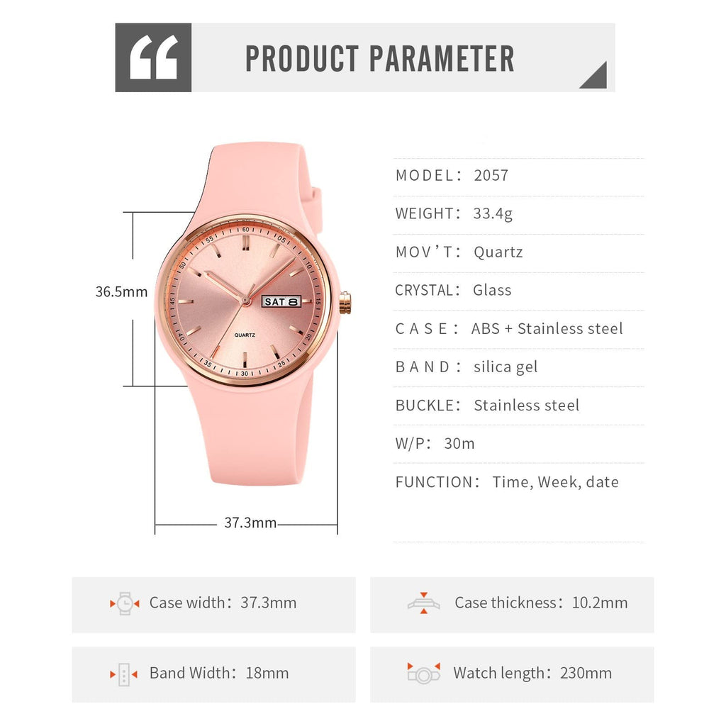 Women's Japanese Quartz Sports Watch – Silicone Strap