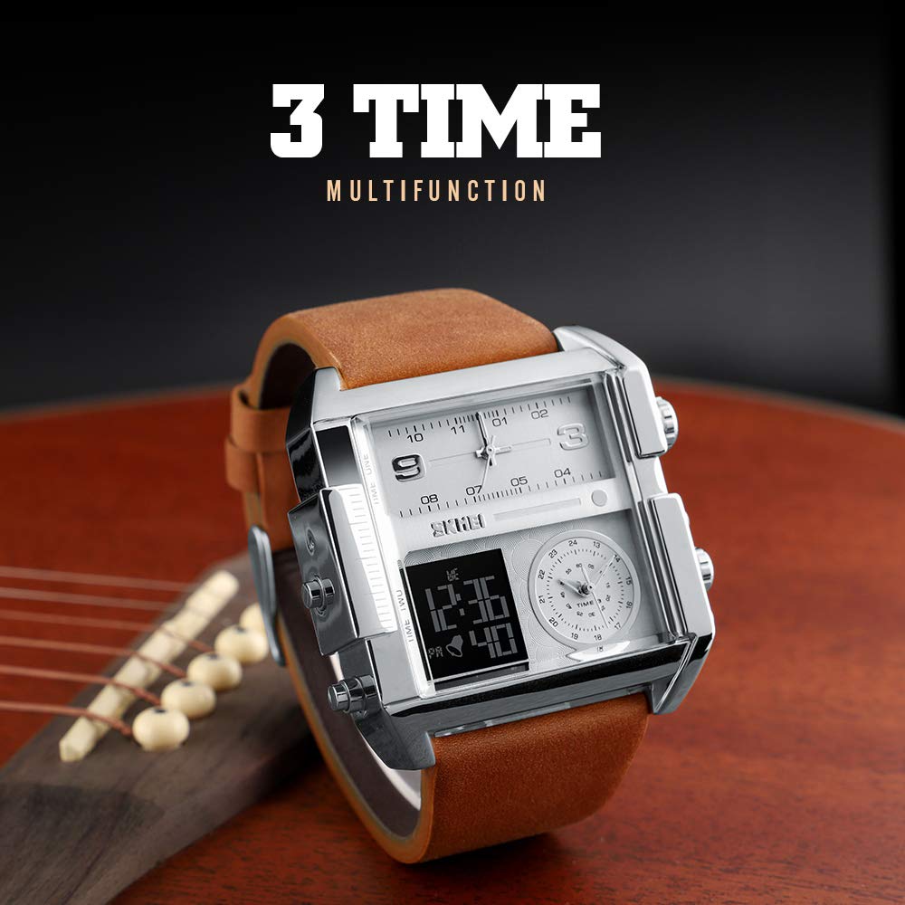 SKMEI Men's Square Analogue-Digital Multi-Time Sports Watch