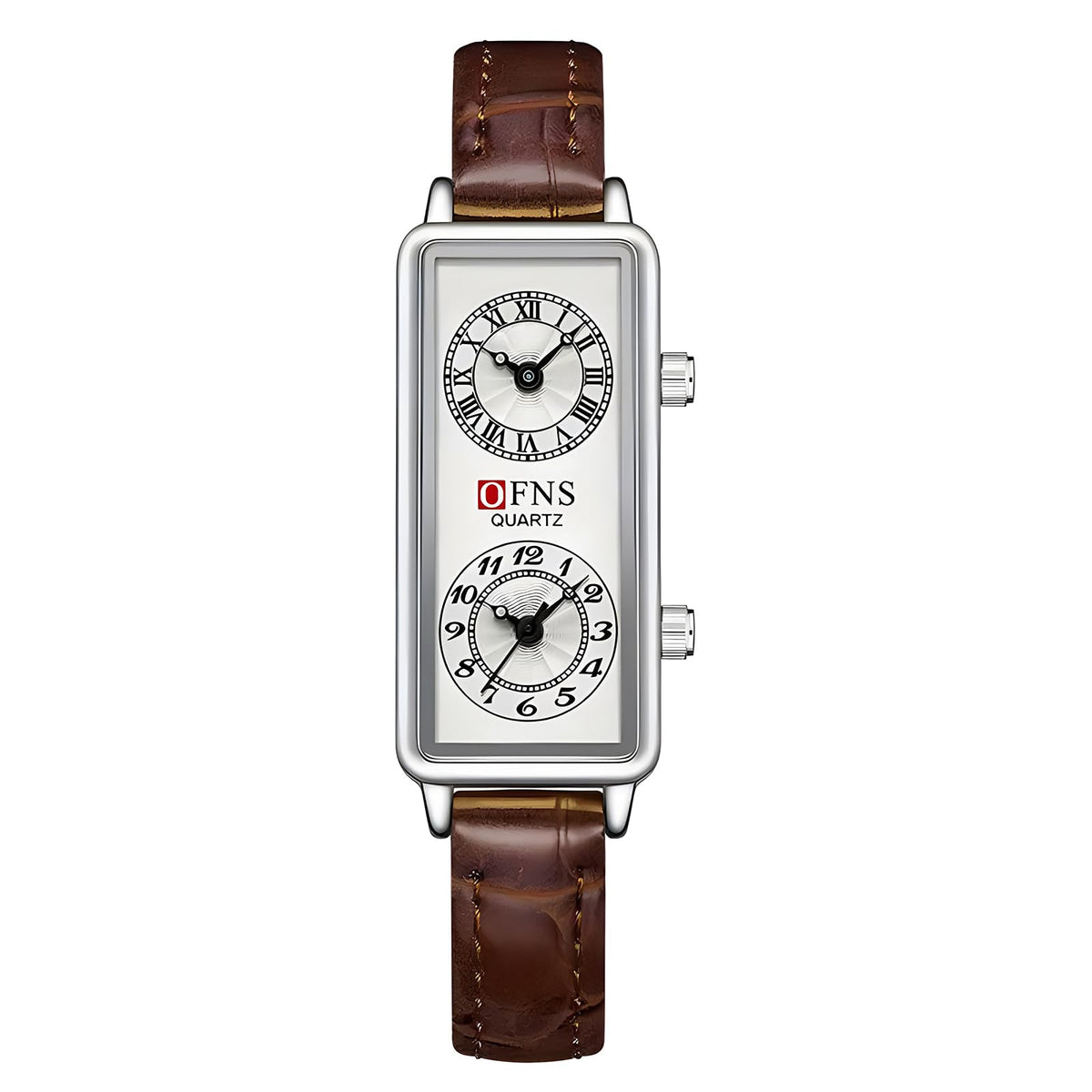 Women's Rectangular Dual-Time Quartz Watch