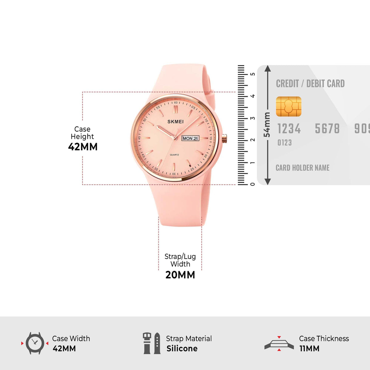 SKMEI Women's Japanese Quartz Sports Watch – Silicone Strap