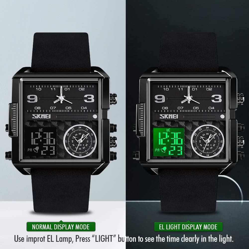 SKMEI Men's Square Analogue-Digital Multi-Time Sports Watch