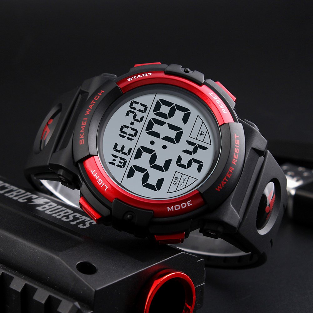 SKMEI Men's Large Display Digital Sports Watch - Red