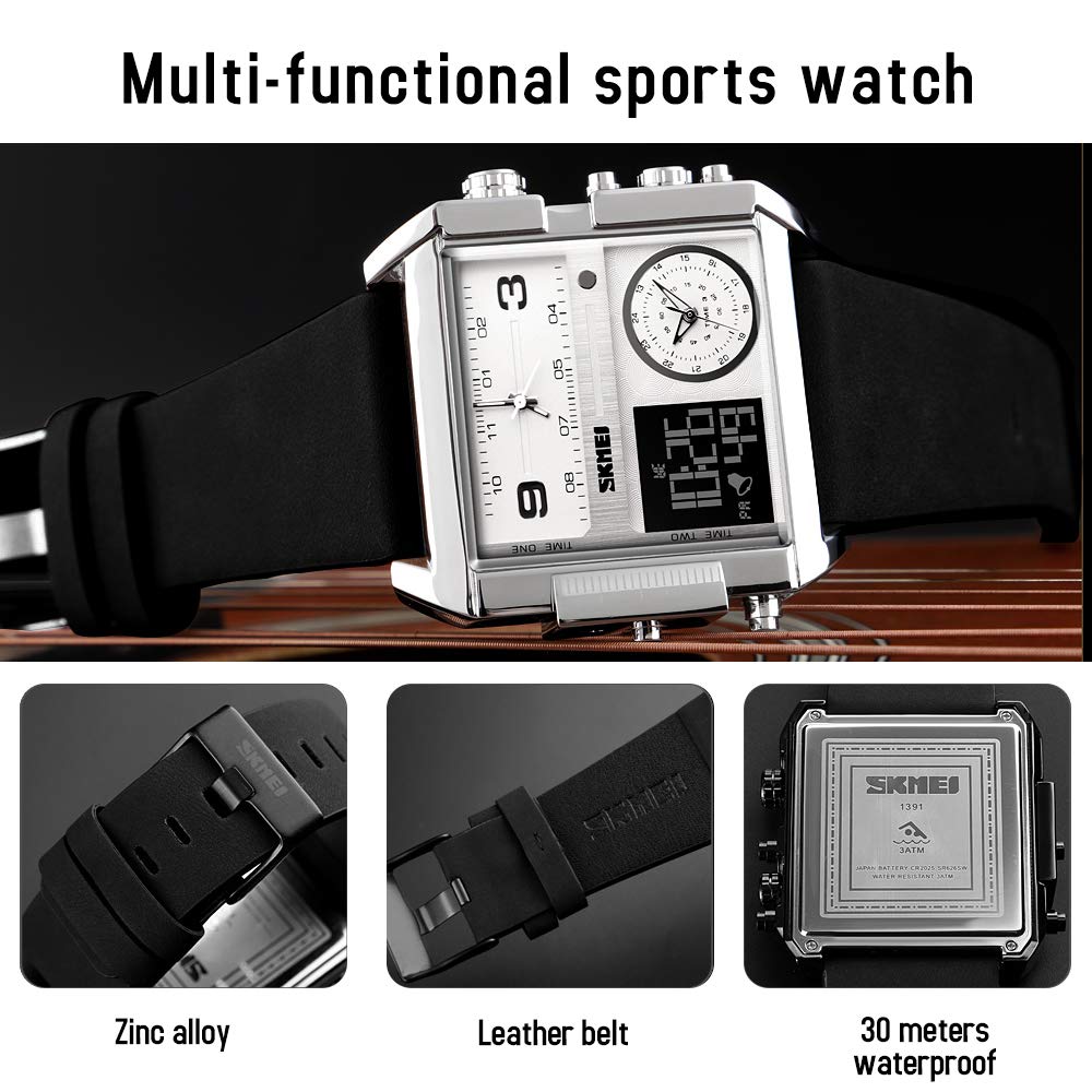 SKMEI Men's Square Analogue-Digital Multi-Time Sports Watch