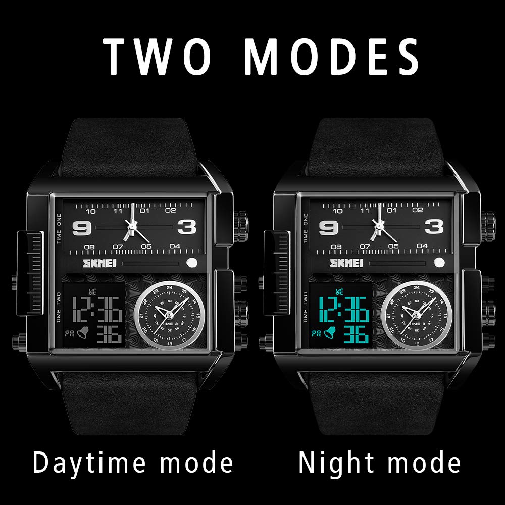 SKMEI Men's Square Analogue-Digital Multi-Time Sports Watch