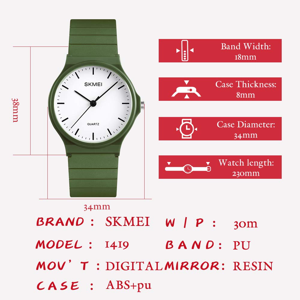 SKMEI Women's Round Quartz Watch – Blue PU Strap