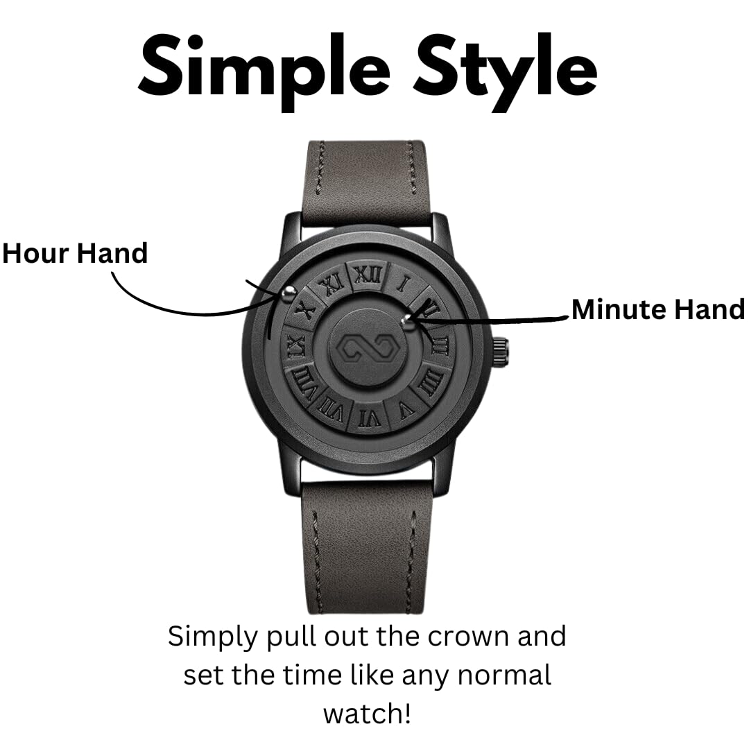 Men's Watch Unique Wrist Watches Magnetic Ball Fancy Minimalist Unisex Watches Swiss Quartz Watch with Leather Stainless Steel Bracelet