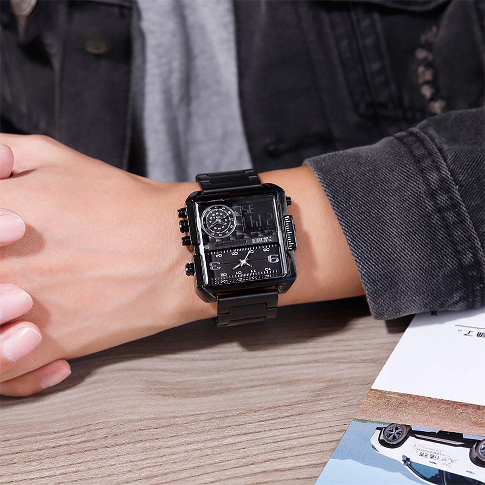 SKMEI Men's Square Analogue-Digital Multi-Time Sports Watch