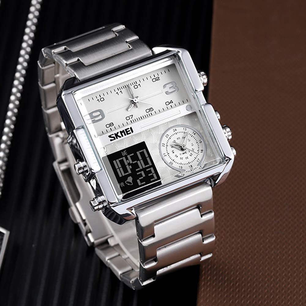 SKMEI Men's Square Analogue-Digital Multi-Time Sports Watch