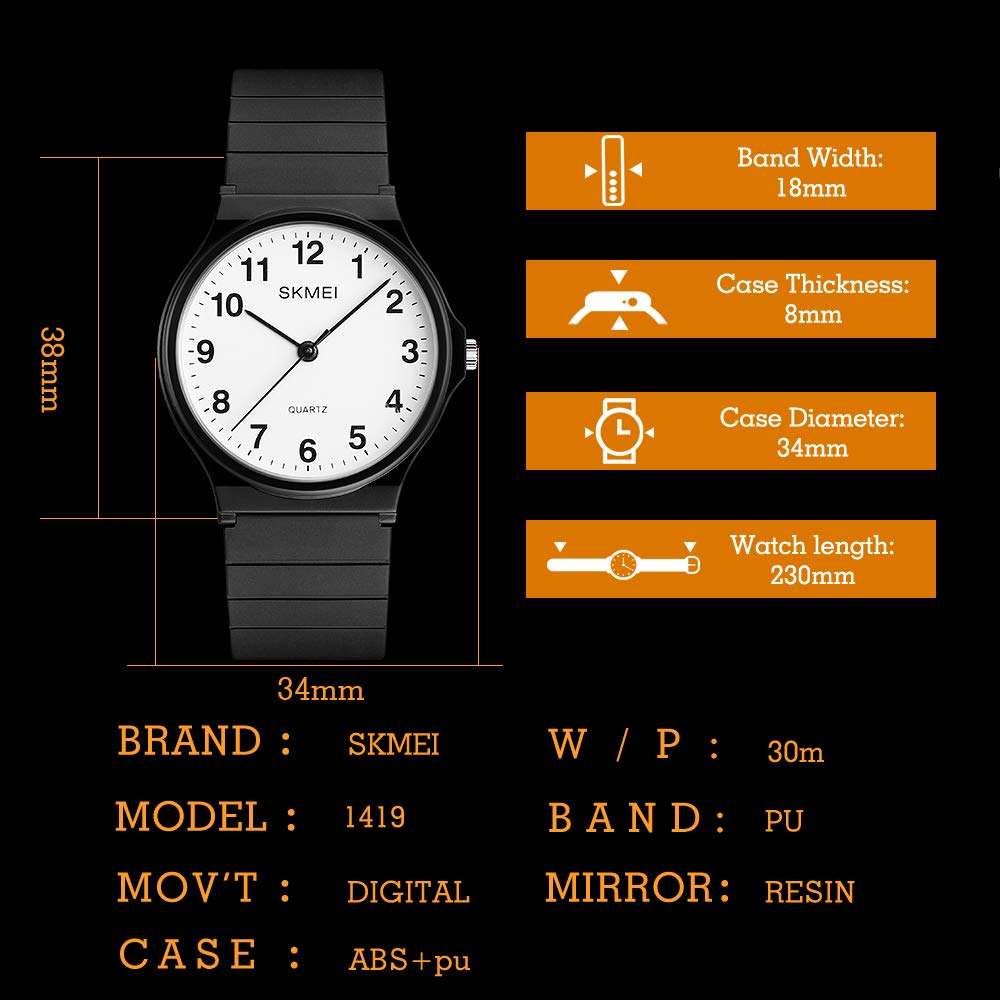 SKMEI Women's Minimalist Japanese Quartz Watch – Black PU Strap