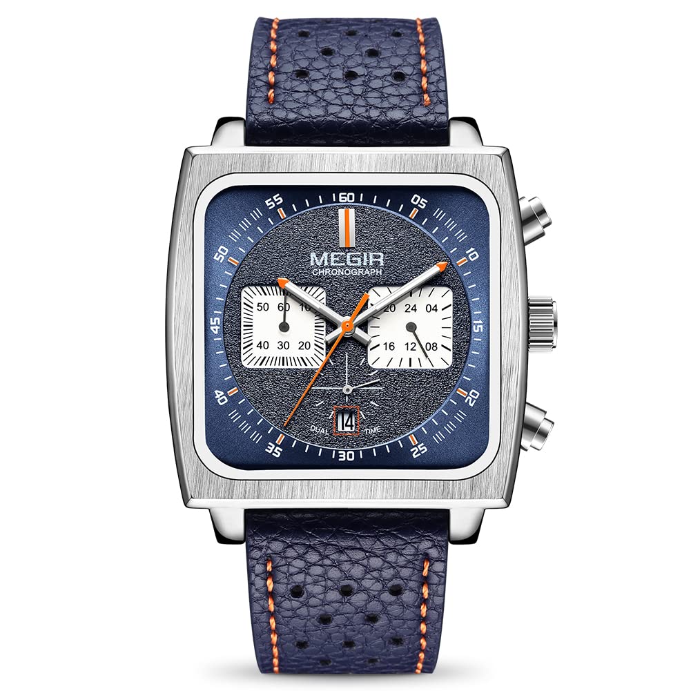 MEGIR Men's Square Quartz Chronograph Watch