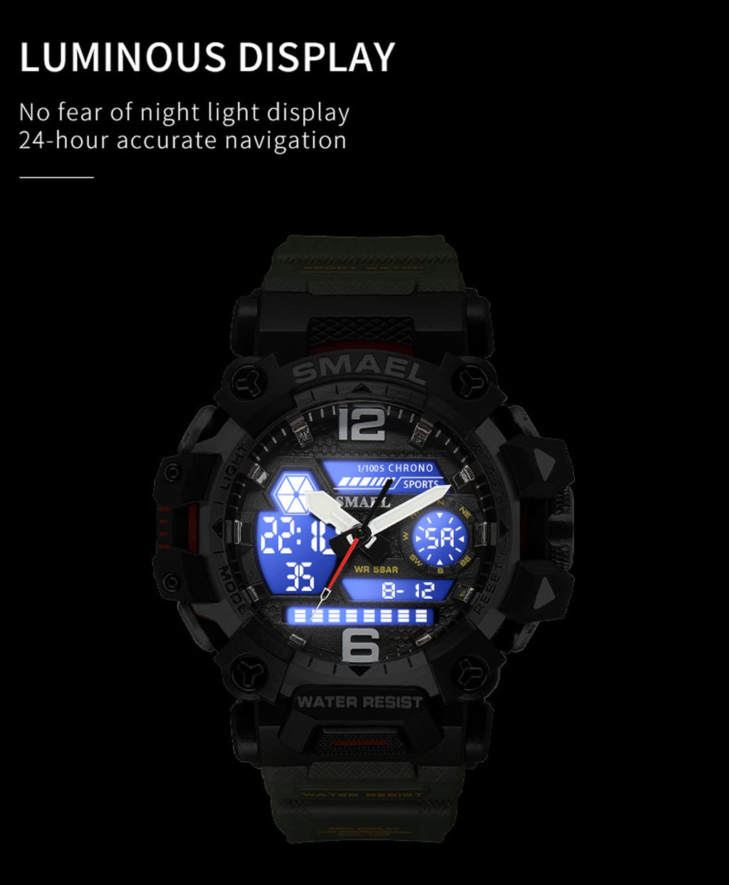 SMAEL Men's Analogue-Digital Military Sports Watch