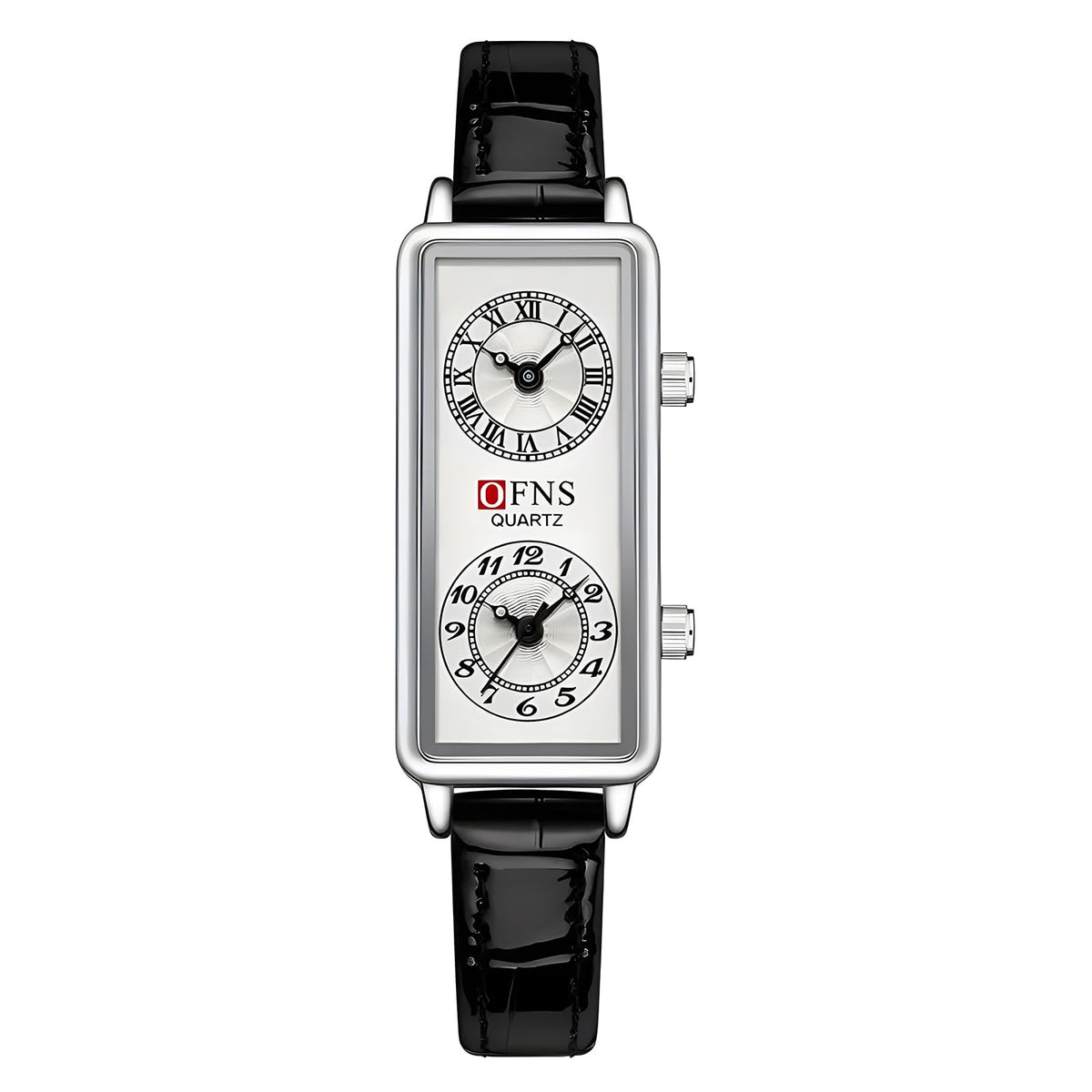 Women's Rectangular Dual-Time Quartz Watch