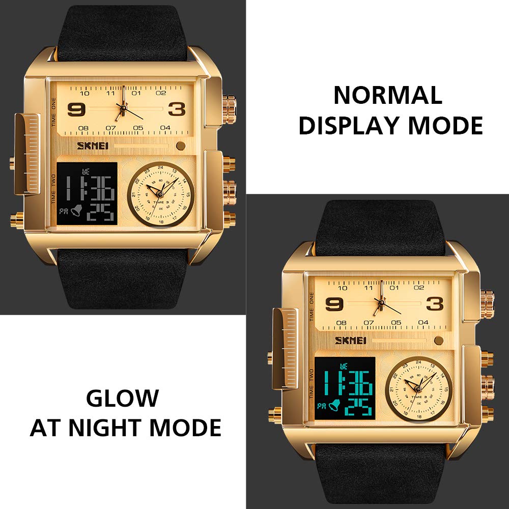 SKMEI Men's Square Analogue-Digital Multi-Time Sports Watch