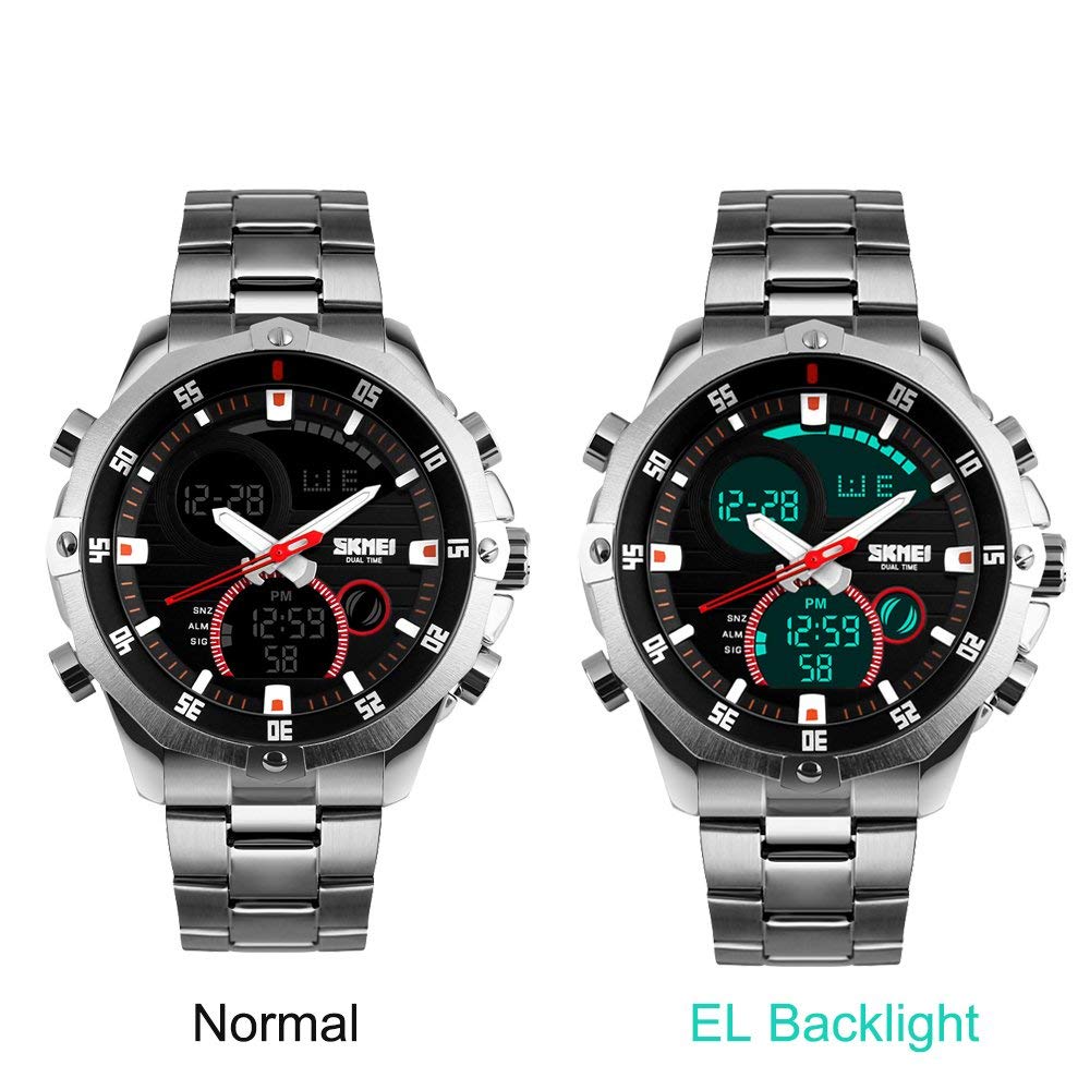 SKMEI Men's Analogue-Digital Quartz Watch – Stainless Steel Bracelet
