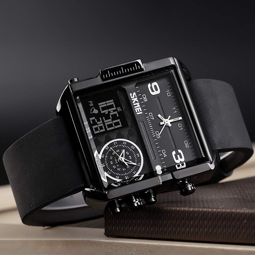 SKMEI Men's Square Analogue-Digital Multi-Time Sports Watch
