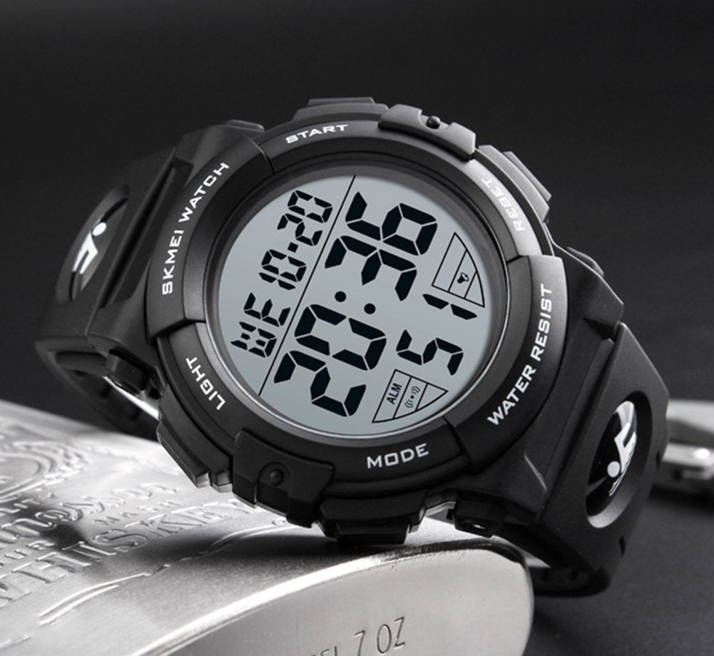 SKMEI Men's Large Display Digital Sports Watch - Black