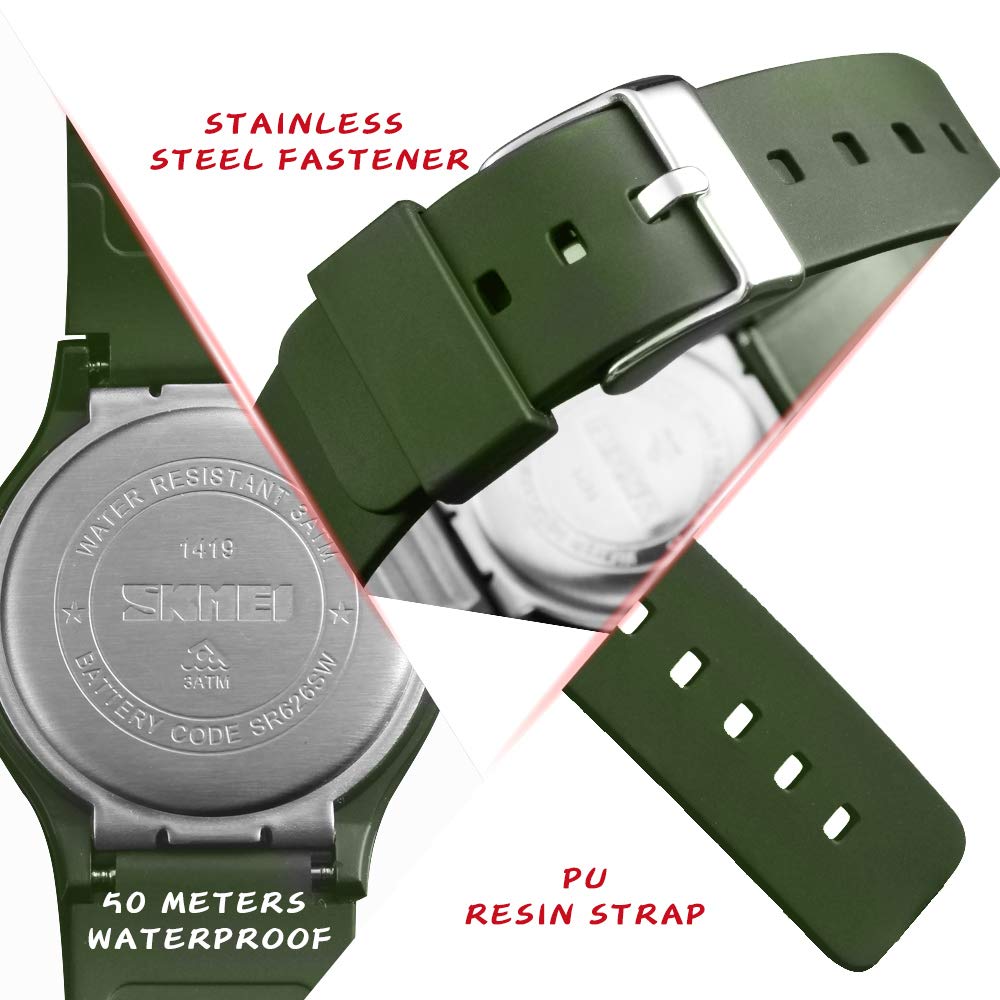 SKMEI Women's Round Quartz Watch – Blue PU Strap