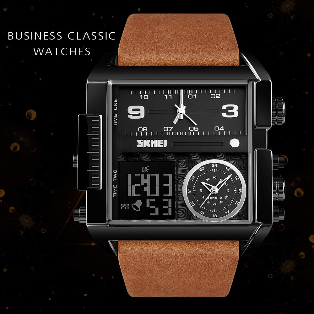 SKMEI Men's Square Analogue-Digital Multi-Time Sports Watch