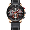 CURREN Men's Large Dial Chronograph Watch - Leather Strap
