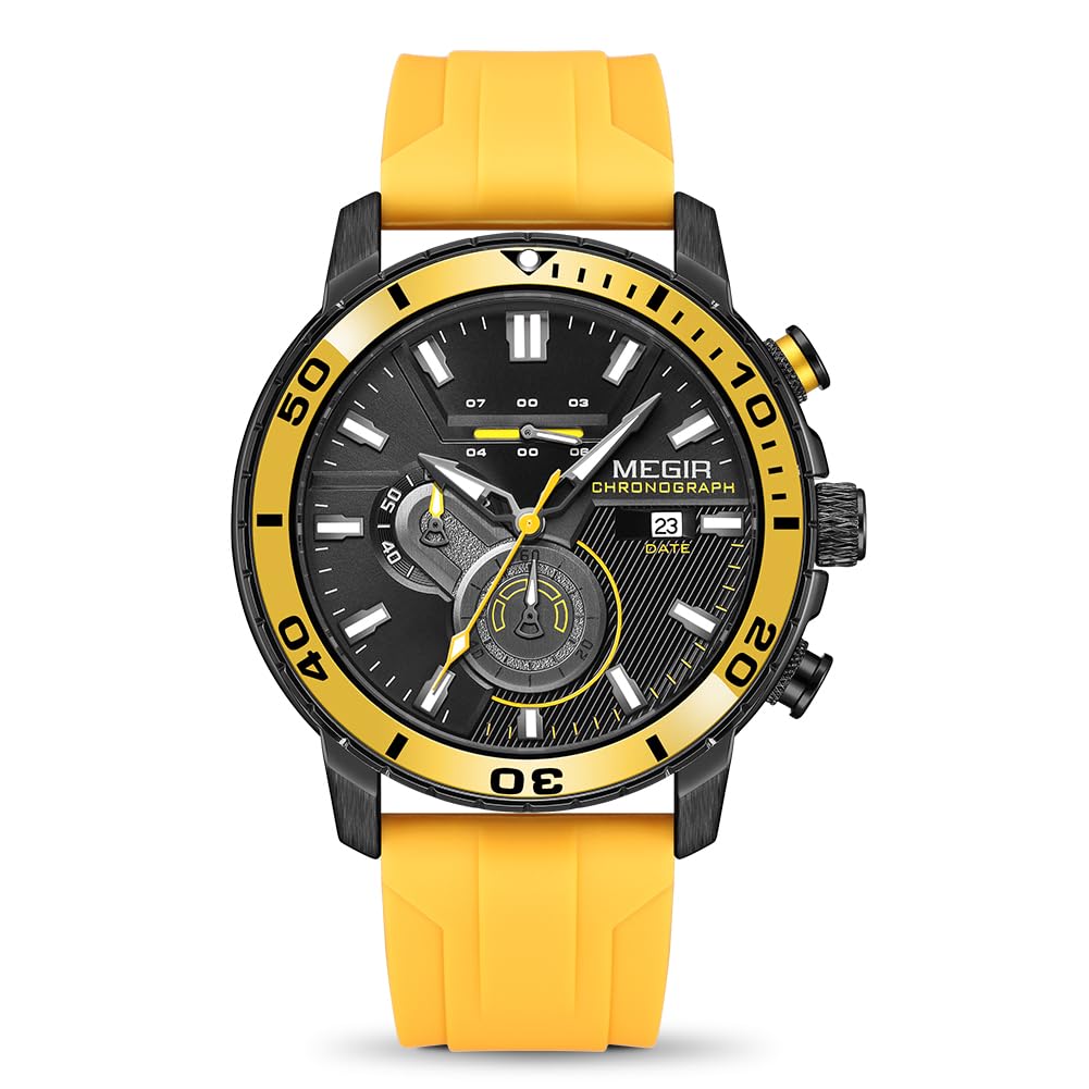 MEGIR Men's Quartz Chronograph Sports Watch – Silicone Strap