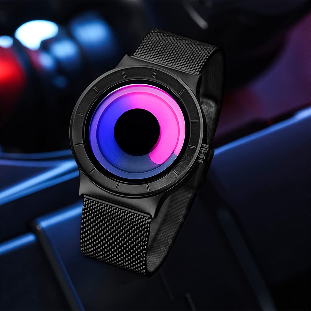 Men's Digital Quartz Watch – Stainless Steel Mesh Bracelet