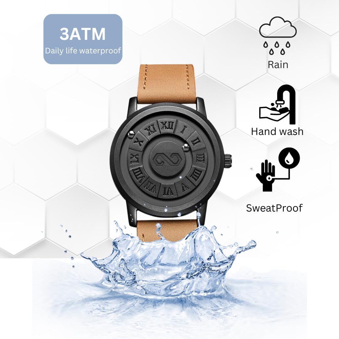 Men's Watch Unique Wrist Watches Magnetic Ball Fancy Minimalist Unisex Watches Swiss Quartz Watch with Leather Stainless Steel Bracelet