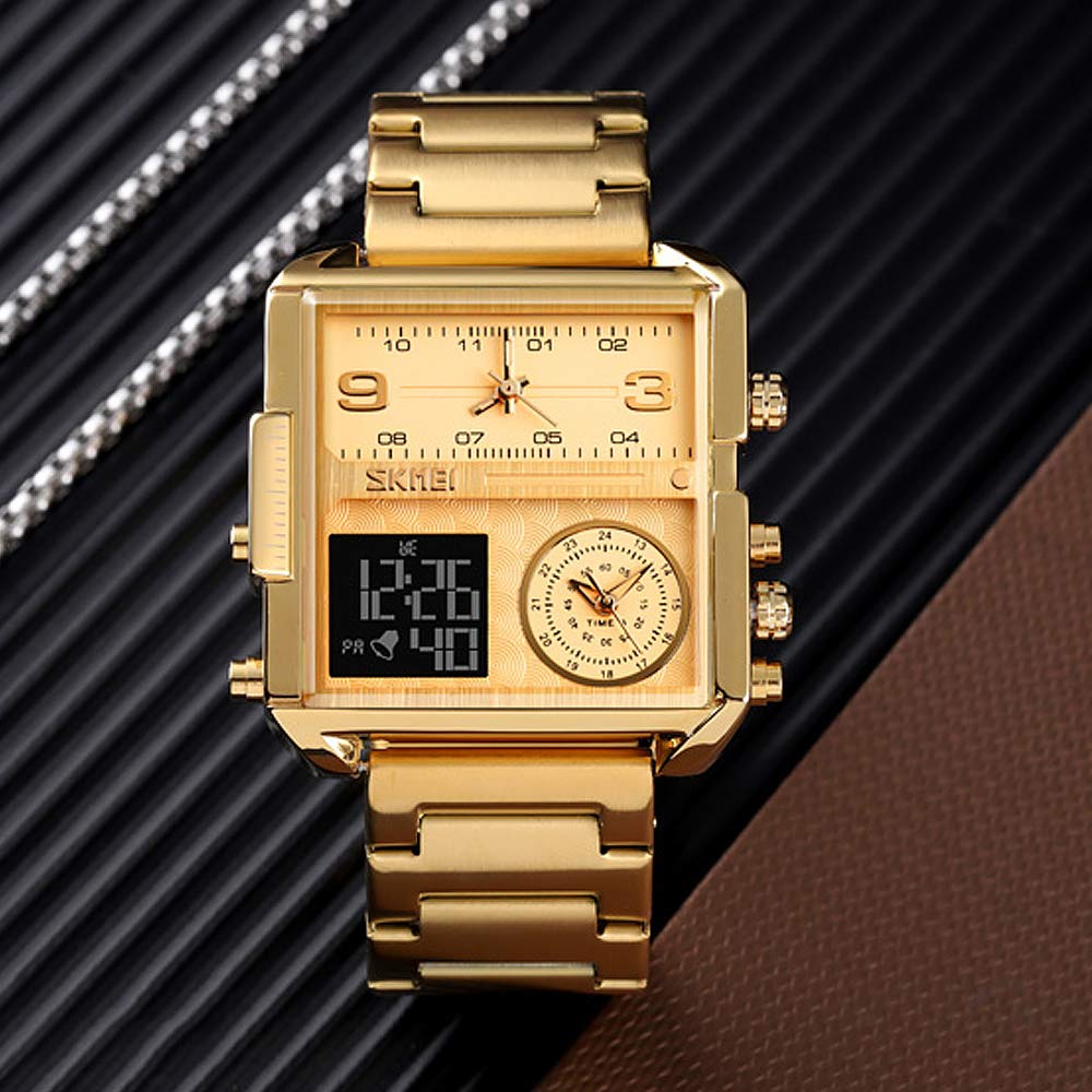 SKMEI Men's Square Analogue-Digital Multi-Time Sports Watch