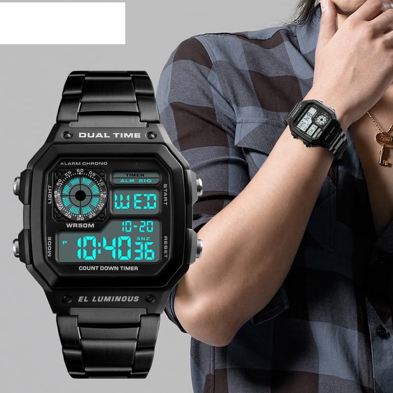 SKMEI Mens Digital Sports Watch – Dual Time