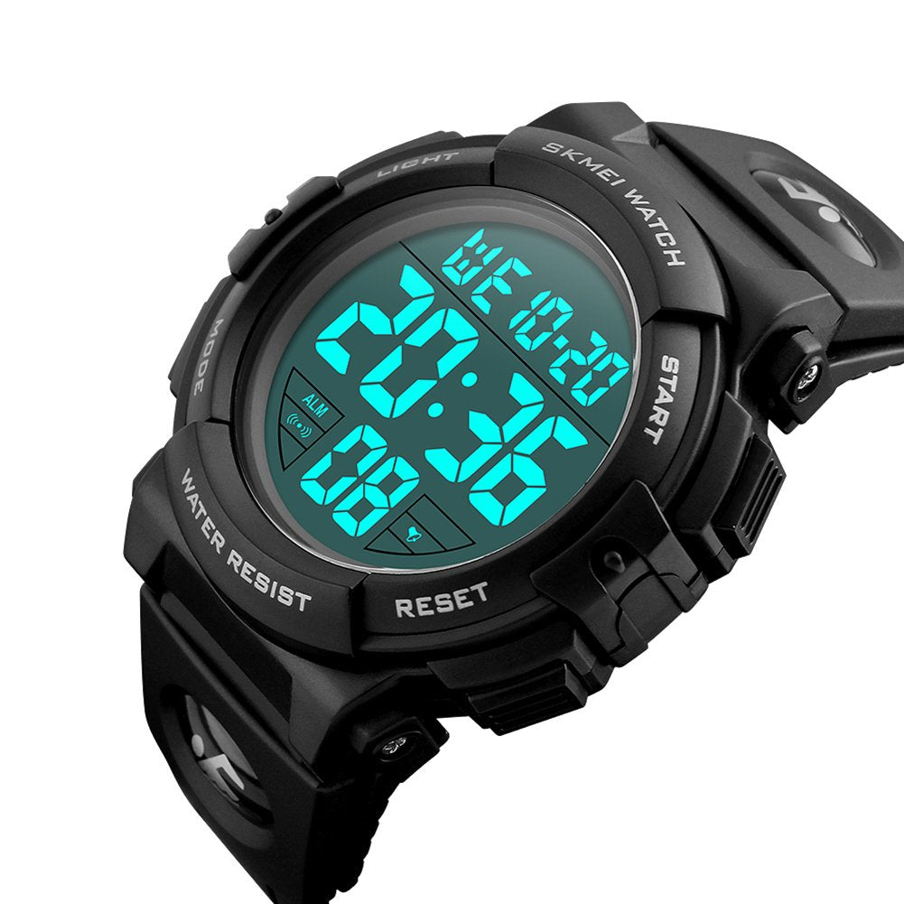 SKMEI Men's Large Display Digital Sports Watch - Black